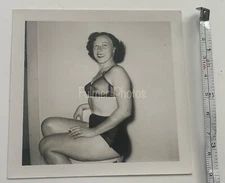 1950s GEORGE FULMER 3x3 B&W Photo VTG NUDE Cheesecake Risqué Pinup lingerie COA