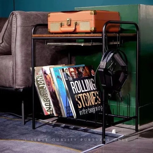 Record Player Stand With Storage Record Player Vintage Display Shelf for Bedroom - Picture 6 of 6