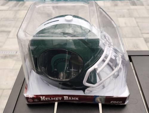 Michigan State Spartans Helmet Bank Forever Collectibles 8 In Green White Stripe - Picture 4 of 8