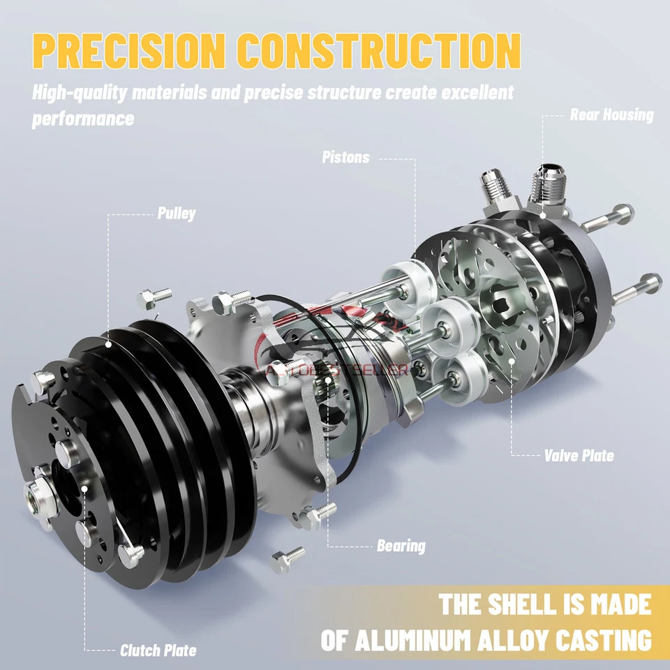 AC Compressor w/ Clutch for Hyundai Tucson 2016-2017 L4 2.0L w/ DVE16 Compressor - Изображение 4 из 4