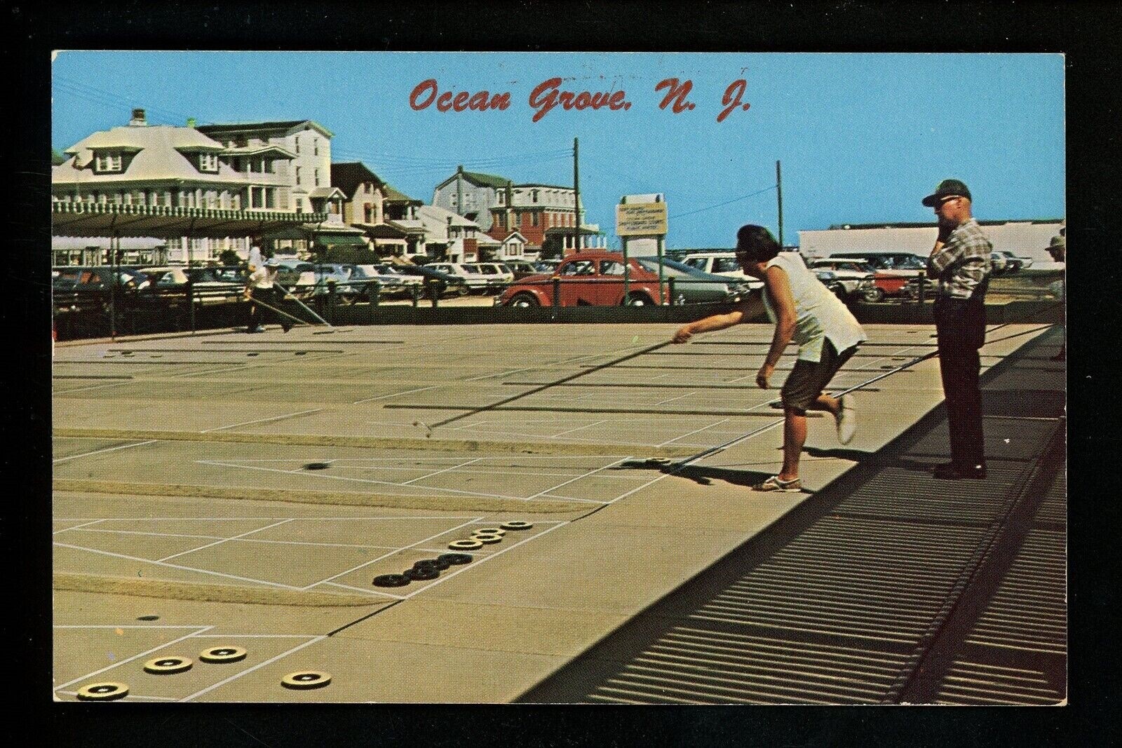 New Jersey NJ postcard Ocean Grove, Shuffleboard greetings chrome eBay