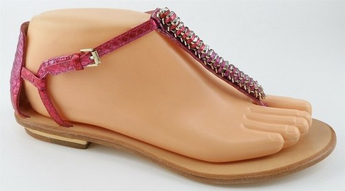 $225 RACHEL ROY CARINA Pink Leather Designer Open Toe T Strap Thong Sandals 7 - Picture 2 of 4