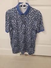 Greyson Camojag Golf Polo Shirt in Blue & White, Men's Size Medium EUC