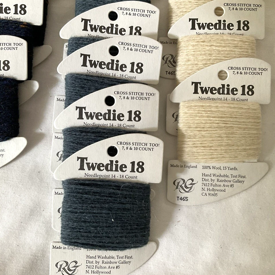 Needlepoint Embroidery Thread Twedie Lot of 11 Rainbow Gallery 100% Wool 15yds - Image 2 of 4