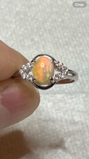  137B- 1.10ct Genuine Ethiopian Welo Opal set in a Size 8 Sterling Silver Ring