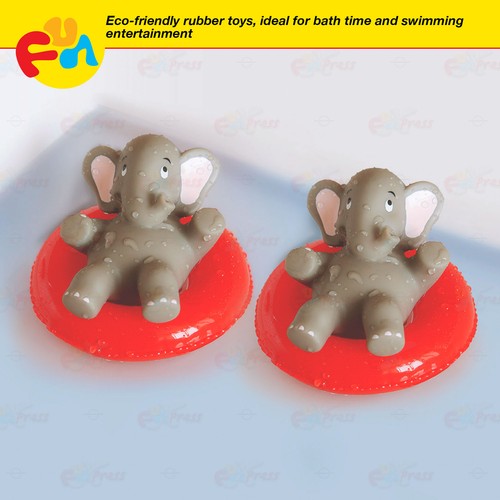 12 Pcs Set Eco-Friendly Fun Elephant Rubber Toys Swim Ring Pool Party Bath Gift - Picture 3 of 10