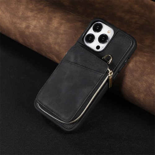 For iPhone 14 Plus 13 Pro 12 11 Pro Max Strap Zipper Card Wallet Phone Case - Picture 18 of 79
