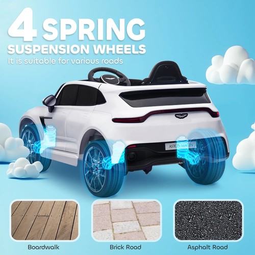 12V Kids Ride-On Car Aston Martin DBX Licensed SUV Electric Light Music White - Picture 8 of 11