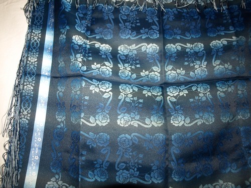 Trachtentuch mit Fransen zum Dirndl - Schultertuch - Blau - (T73) - Bild 16 von 18