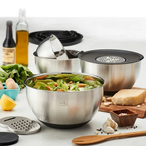 MIU Stainless Steel Mixing Bowl with Graters, Set of 8 - Picture 2 of 5