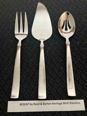 New!! Regent Reed & Barton Heritage Mint Stainless Fork Serving Spoon Pie / Cake