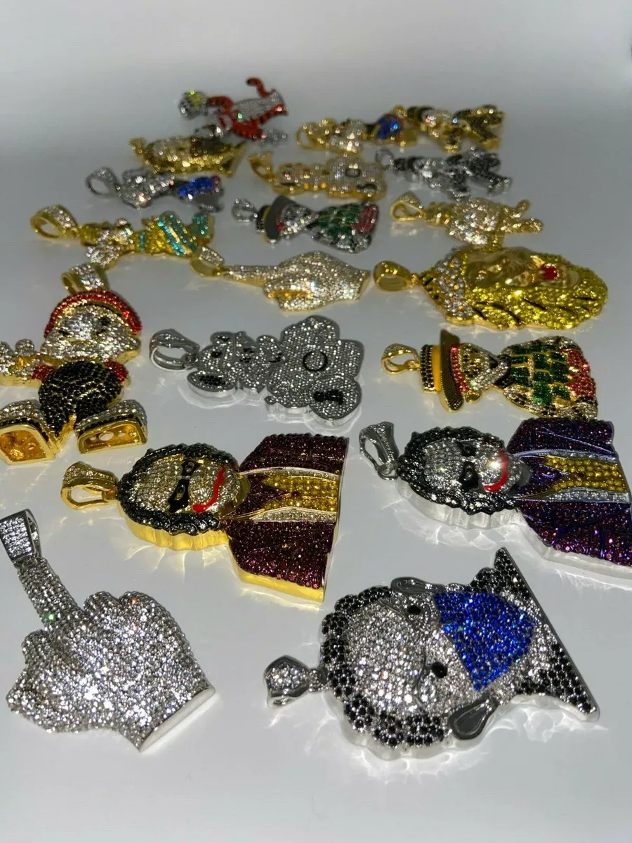 Iced Out Chain Pendant Mens Gangster Jewelry Drip Rapper Trapstar