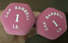 Pair 1lb CAP Neoprene Dumbells Weights Pink Total 2lbs.