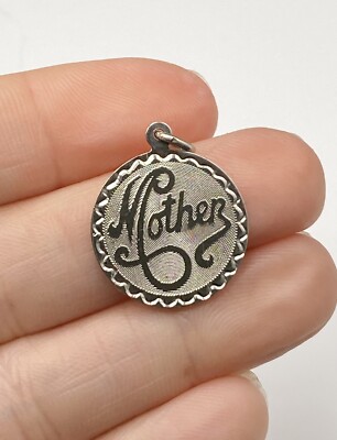Vintage Spencer Sterling Silver MOTHER Round Disc Pendant Charm