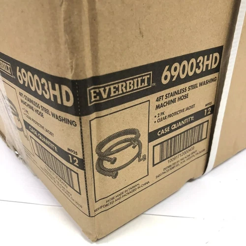 12) Pair, 24 Total. Everbilt.  4' Stainless Washing Machine Hose 90° Brass End.