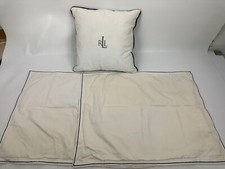 Lauren Ralph Lauren Pillow Shams and Throw Pillow Made In USA White Blue