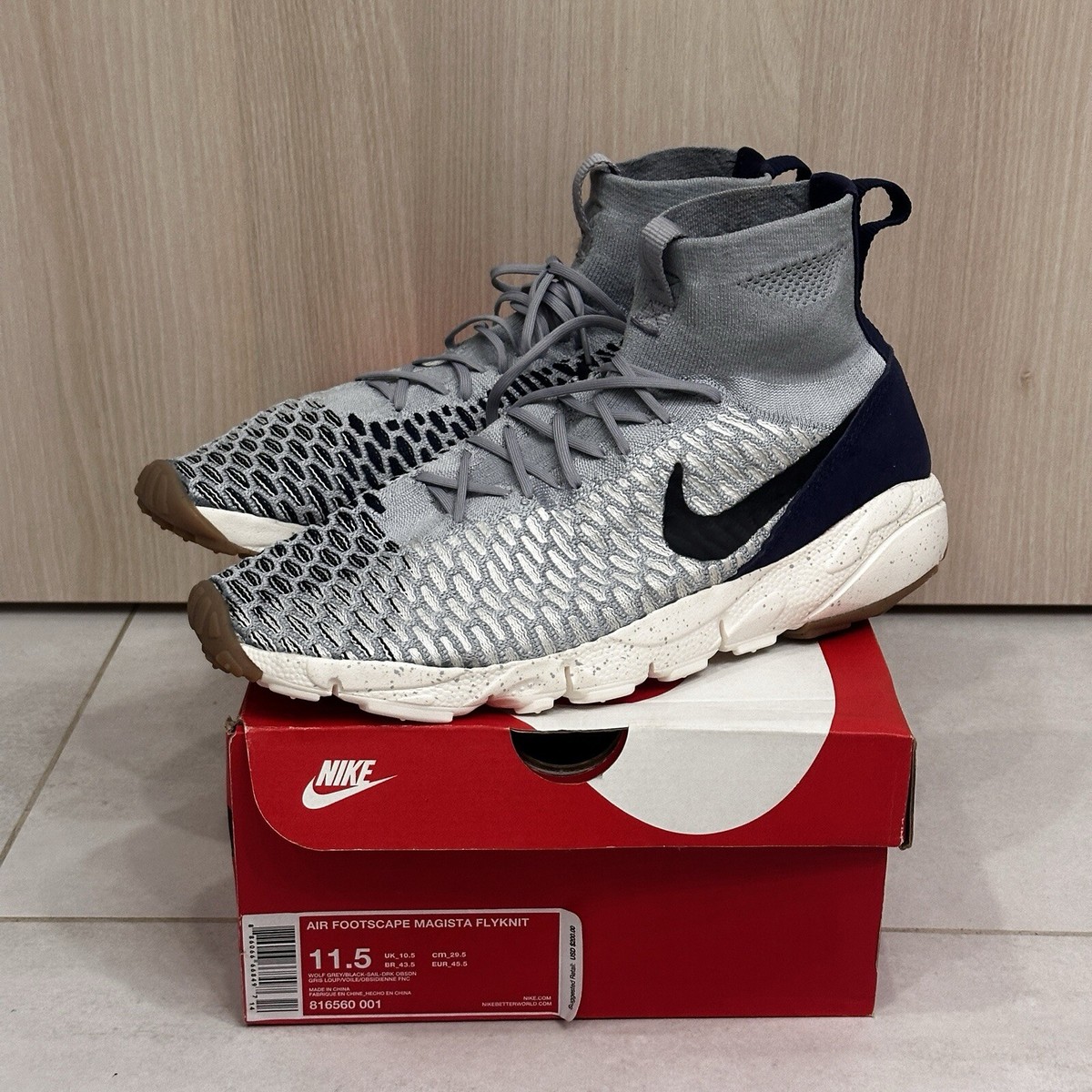 Size Nike Air Footscape Magista Flyknit Wolf Grey