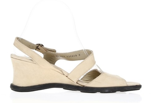 ARCHE Womens Beige Suede Casual Buckle Platforms Wedges Heels Sandals Size 41 - Picture 4 of 6