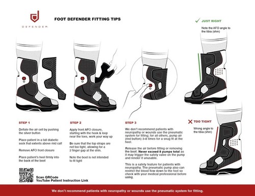 Foot Defender Protective Boot For Foot Wounds, Size L, 2 Sets of Extenders Incl. - Picture 4 of 24