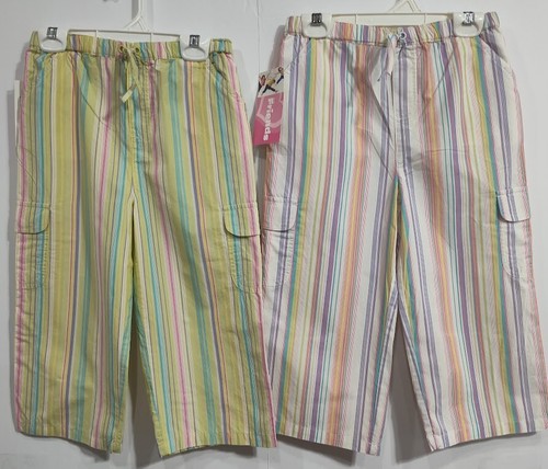 2 Just Friends 100% Cotton Pastel Striped Y2K Wide Leg Pants Girl's 6 X NWT - Picture 3 of 17