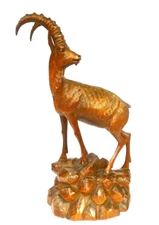 Large Ibex Black Forest 19th Century Wood