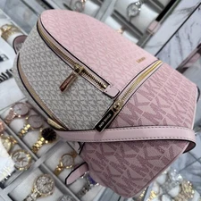 Michael Kors Rhea Medium Zip Backpack Rose Powder Blush Multi