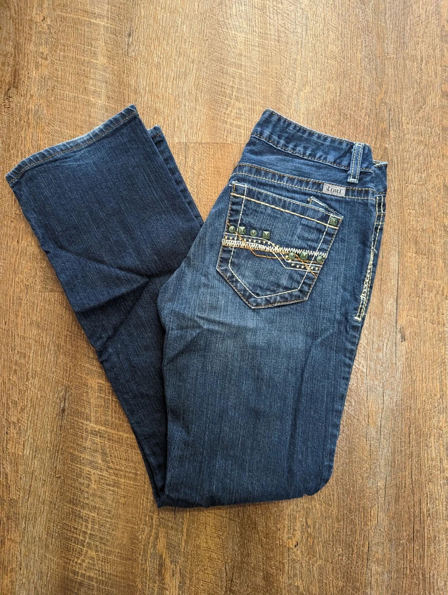 Cruel Denim Abby Women s Jeans Size 28 5 Regular Teal Studded Thick Stitching