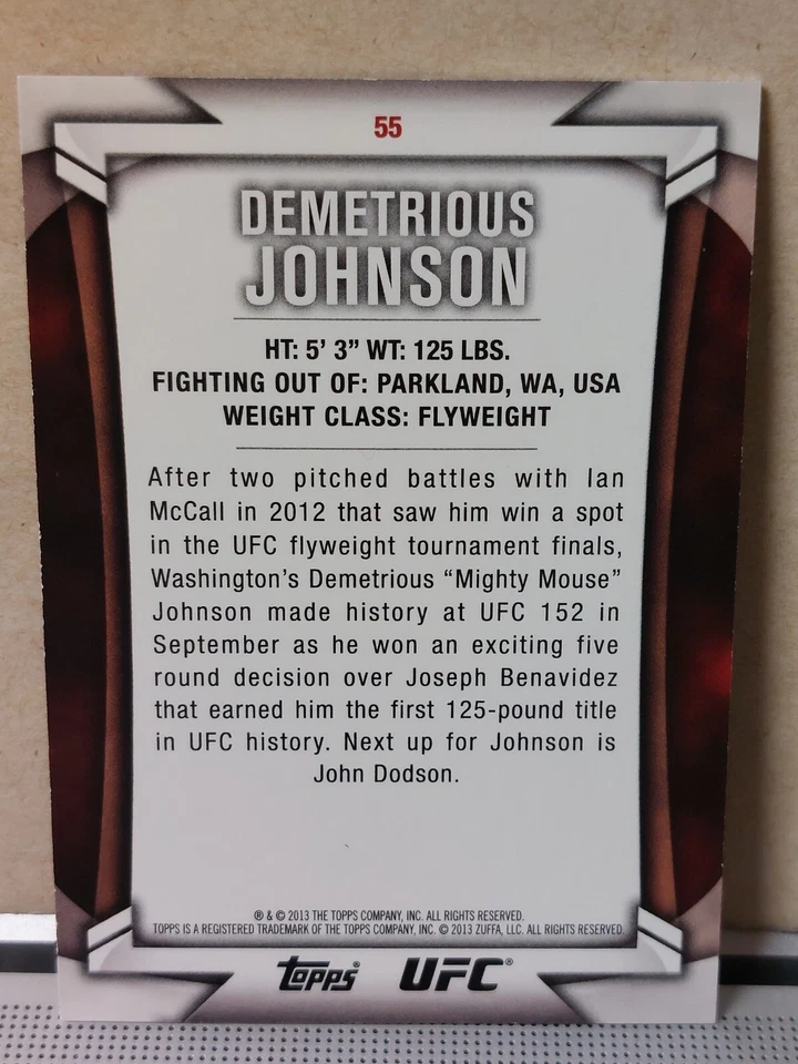 Demetrious Johnson #55 2013 Topps UFC Knockout Blue #03/88 - Image 2 of 2