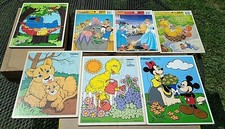 Playskool Golden Wooden Cardboard Vintage Puzzles Sesame Street Disney Chipmunks