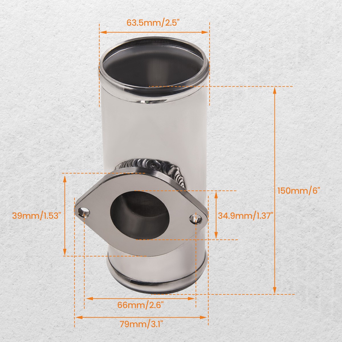 2.5-inch/63mm Aluminum Blow Off Valve Adapter Flange - T-Pipe Type For Turbo Cars