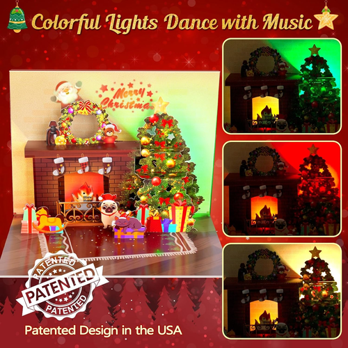 Christmas Card Pop up with Light and Music 3D Santa Fireplace Merry Christmas Gr - Picture 4 of 12