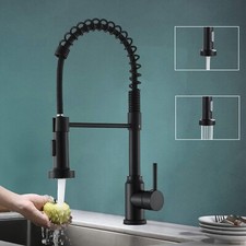 Miscelatore rubinetto lavello cucina Nero con doccetta monocomando canna ottone