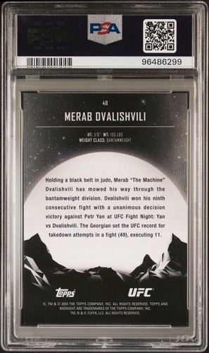 Merab Dvalishvili /5 Daybreak 2024 Topps Midnight UFC MINT PSA 9 POP 1 - 第 2/3 張圖片