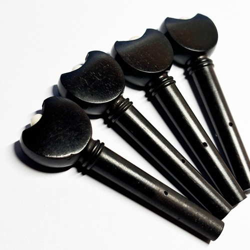Baroque Style 4/4 Violin Ebony Pegs Peg fit Full Size Bone Insert Decoration - Picture 3 of 5