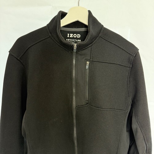 IZOD Advantage Performance Jacket Mens Size M Black Full Zip Natural Stretch - Picture 2 of 7