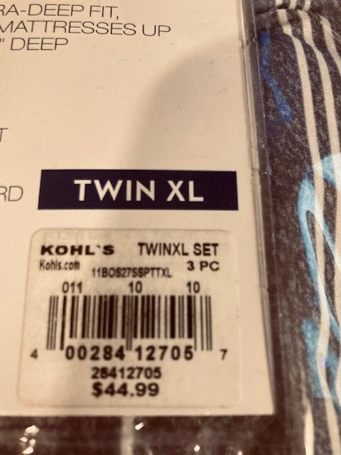 Juego de sábanas extra suaves The Big One - Talla Twin XL AZUL BLANCO RAYAS JUEGO DE 3 PIEZAS Foto 3 de 4