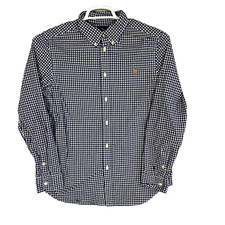 Ralph Lauren Boys Button Down Shirt XL 18 20 Blue Check 100 Cotton
