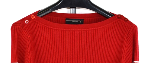 Venezia Long Sleeve Ribbed Top Plus Size 2X 18/20 Red White Striped Boat Neck - Picture 6 of 6