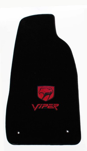 NEW! Black Floor Mats 1992-2002 Dodge Viper With Red Embroidered Logo Snake Head - Picture 4 of 10