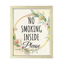 Signs ByLITA No Smoking Inside Please, Floral FRAMED Print Hospitality Wall Art