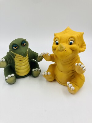 Cera & Spike 1988 Pizza Hut Land before Time Hand Puppet figure Set