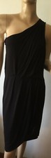 Marc by Marc Jacobs Women's One-Shoulder Draped Black Bamboo Dress Sz. L