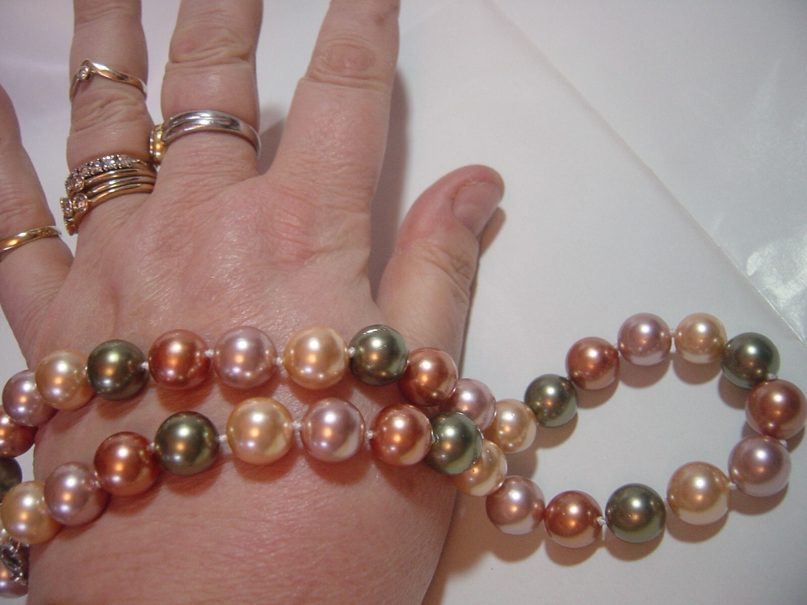 Vintage-solid Silver FAUX LARGE classy pearls Nec… - image 10