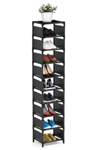 Zapatero vertical estrecho 10 niveles para armario entrada alto estante delgado