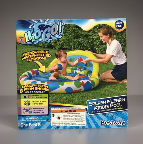 NUOVO H2O GO! Piscina gonfiabile per bambini Splash and Learn 47 pollici x 46 pollici x 18 pollici