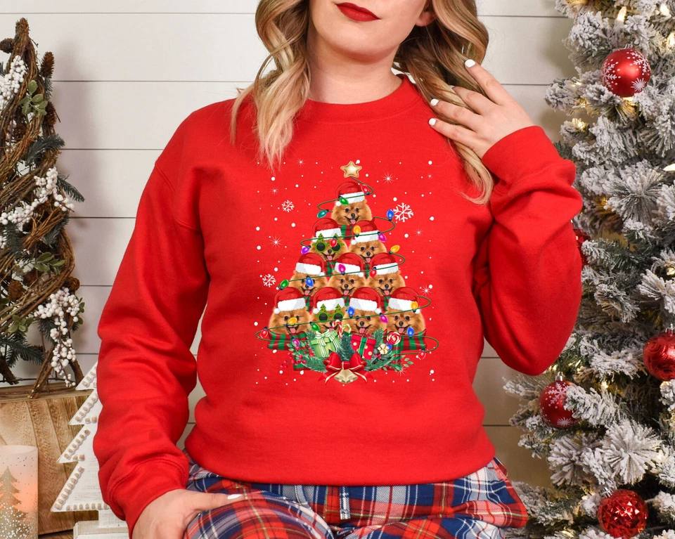 Maglione Felpa Pomerania Cani Regali Natale Adulti e Bambini