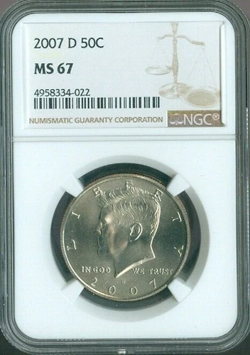 2007 D Kennedy Half Dollar NGC MS67 QUALITY✔️