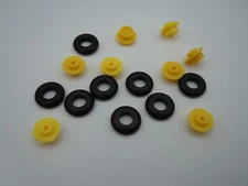 AURORA YELLOW TJET TRUCK FRONT WHEELS (8) WITH TIRES (8) ~ NEW REPRO