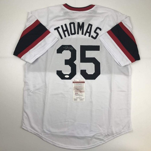 Autographed/Signed FRANK THOMAS Chicago Retro White Baseball Jersey JSA COA Auto - Picture 1 of 4