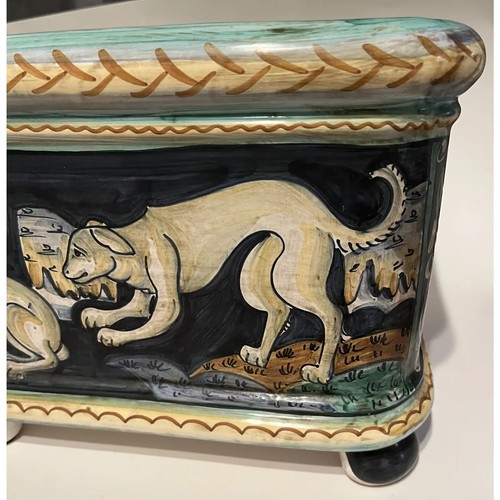 Late 20th Century Mythological Animal Pattern Square Footed Cachepot - Picture 2 of 9